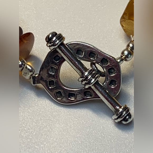 Silpada RARE HTF Sterling Silver & Honey Baltic Amber Chip Toggle Clasp Bracelet - Picture 8 of 16